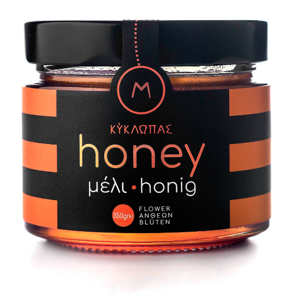 “kyklopas” flower honey in glass jar