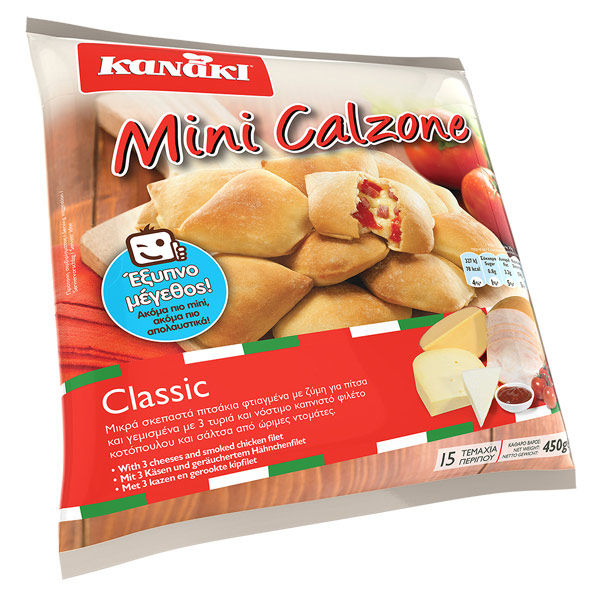 “kanaki” mini calzone classic (3 cheeses & smoked chicken fillet) in bag