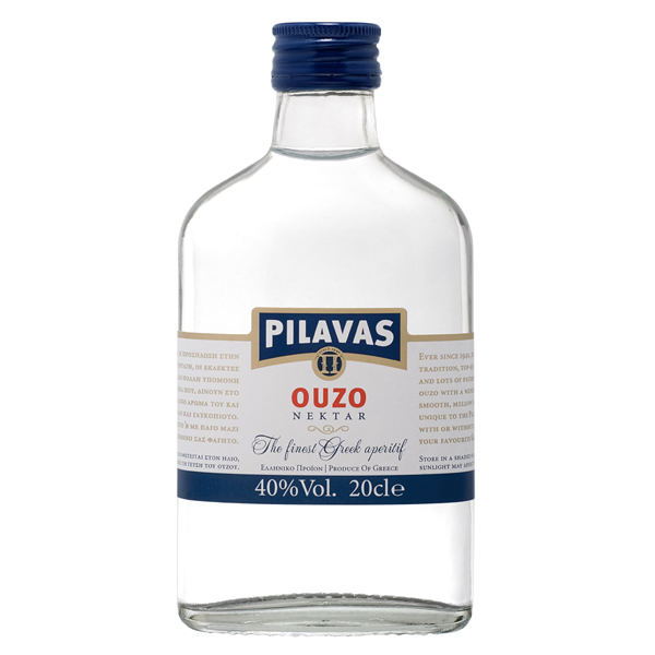 “pilavas” ouzo 40% in flask bottles