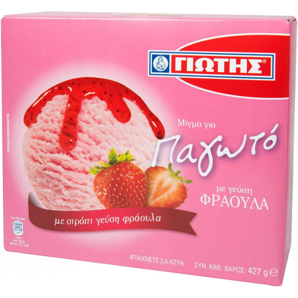 “jotis” strawberry ice cream mix with strawberry sirup in paper box