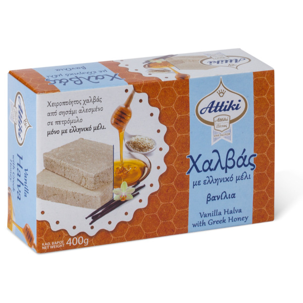“attiki” halva vanilla with greek honey in paper box