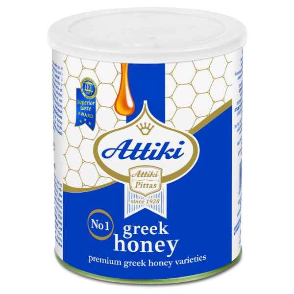 “attiki” 100% greek honey from wild flowers, herbs, forest trees, and thyme in tin