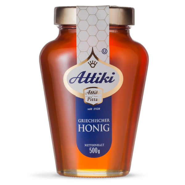 “attiki” 100% greek honey from wild flowers, herbs, forest trees, and thyme in jar