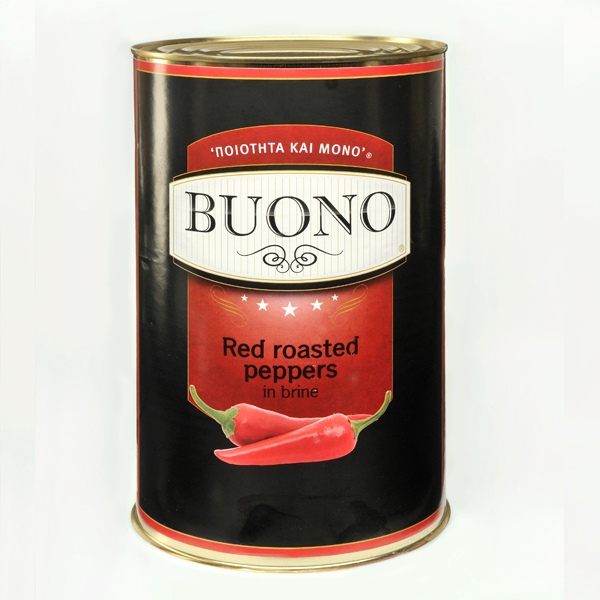 “buono” red roasted peppers in tin