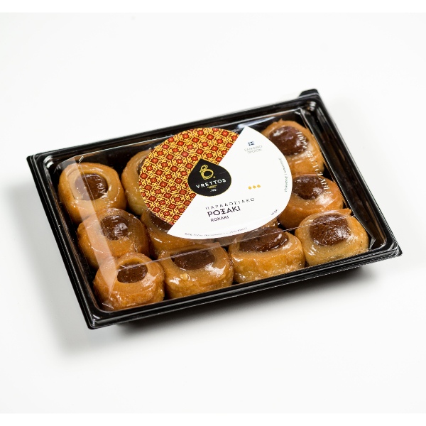 “vrettos” roxaki in c-pet dish with transparent cover and carton sleeve