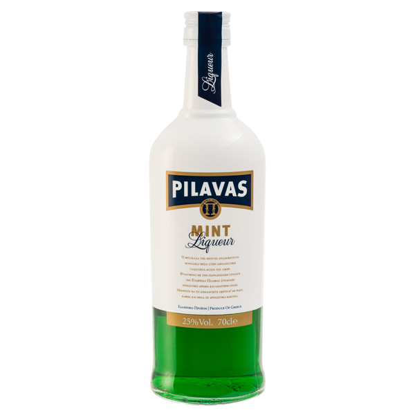 “pilavas” liqueur vol.25% menta flavor in glass bottle