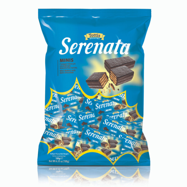 “serenata minis” dark chocolate covered mini bars in a bag