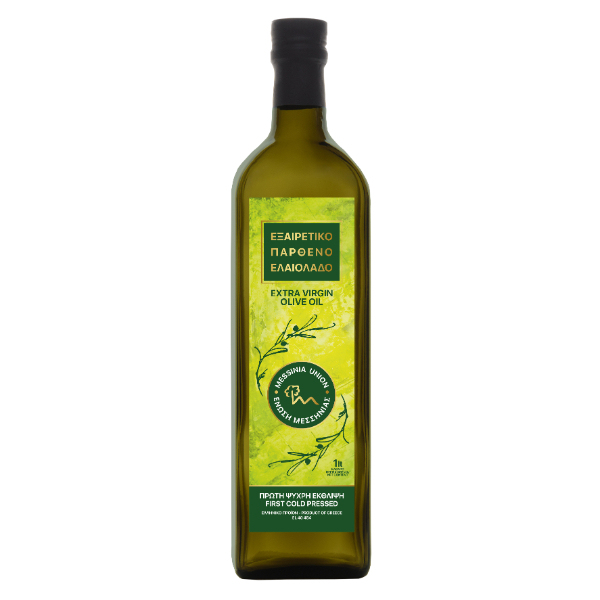 “messinia union” extra virgin olive oil messinia in marasca glass bottle