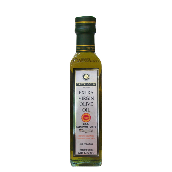 “crete gold” extra virgin olive oil p.d.o. kolymvari in maraska glass bottles