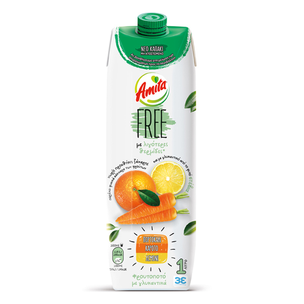 “amita free” orange / lemon / carrot drink 33% with sweeteners