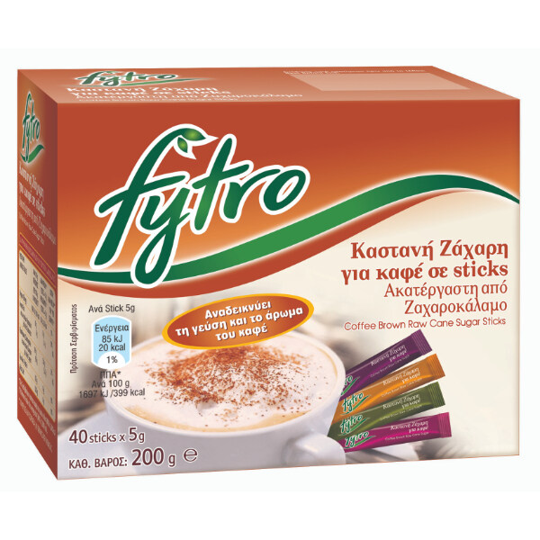 “fytro” raw sugar for coffee in sticks