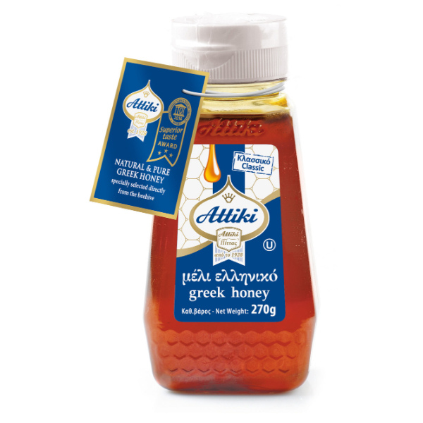 “attiki” 100% greek honey from wild flowers, herbs, forest trees, and thyme in pet bottle