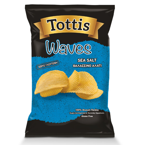 “tottis” waves potato chips with salt in bag