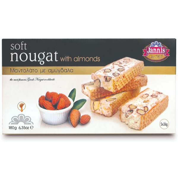 “jannis” nougat & almond bar in paper box