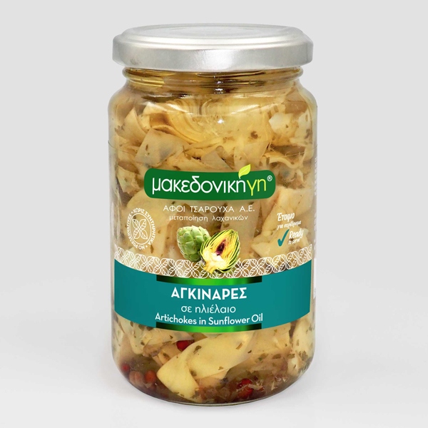 “makedoniki gi” artichoke marinated in glass jar