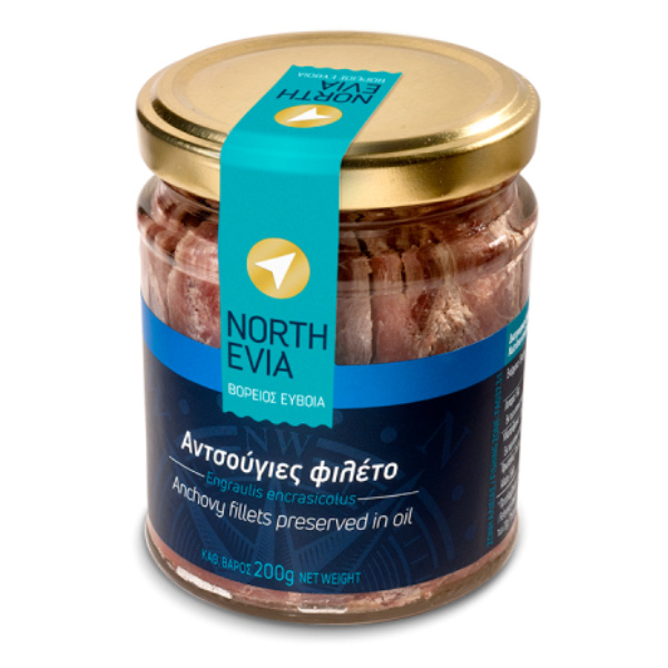 “north evia” anchovies fillet in glass jar