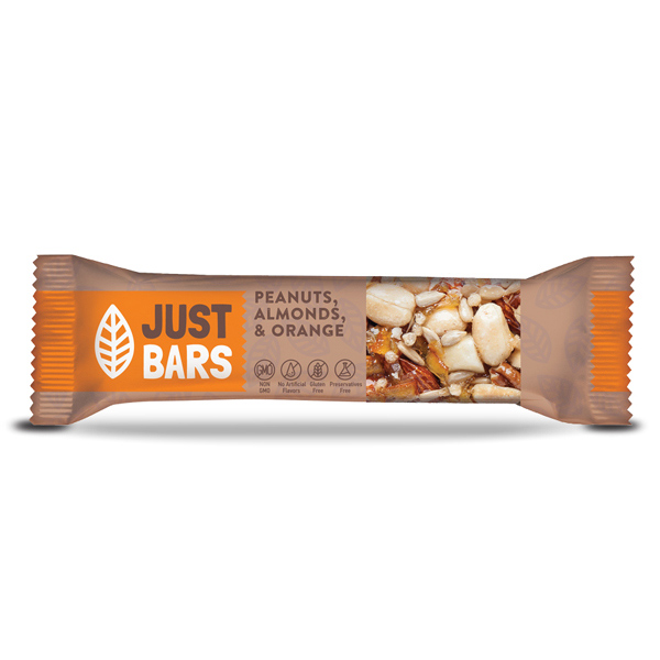 “just bars” with peanuts, almonds and orange