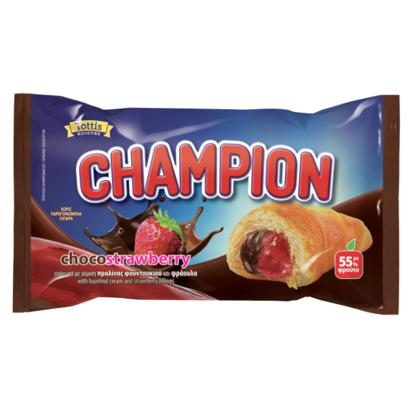 “champion” croissant with choco & strawberry  filling