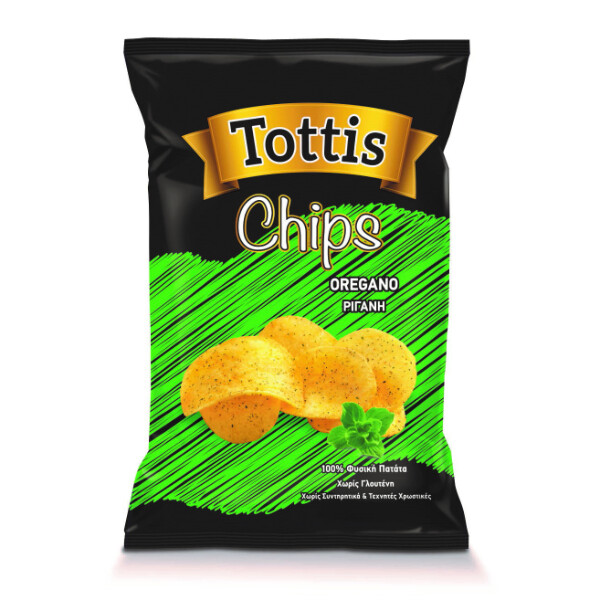 “tottis” potato chips with oregano in bag