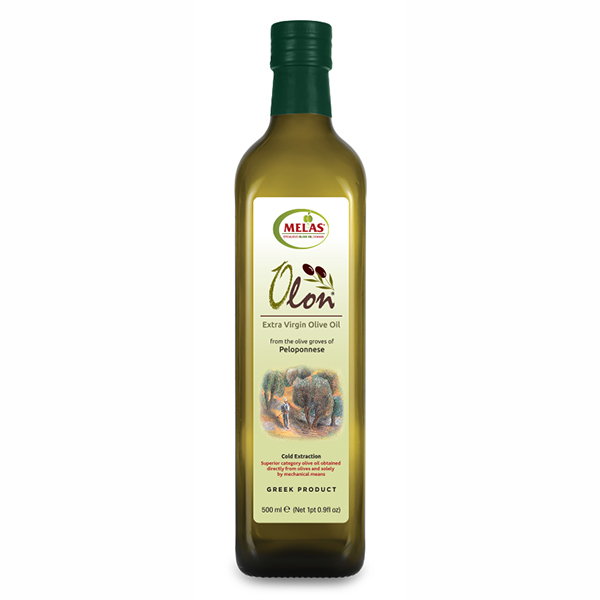 “olon” extra virgin olive oil in maraska glass bottle