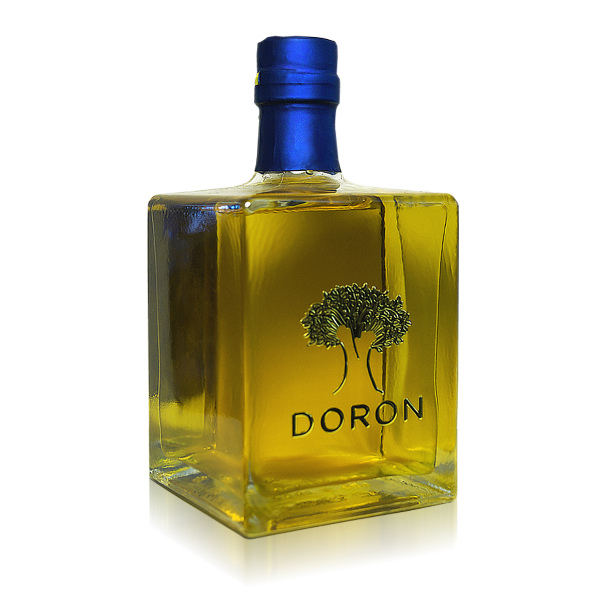 “doron” organic extra virgin olive oil  in gourmet glass bottle