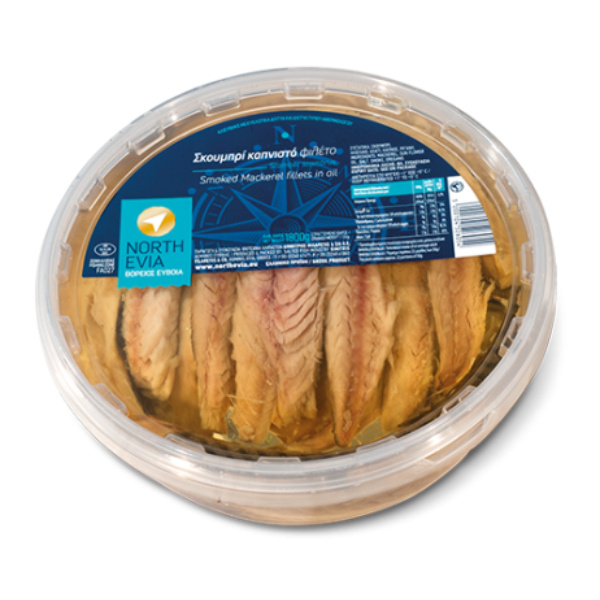“north evia” mackerel smoked  (1.5 kg drained weight) in plastic container