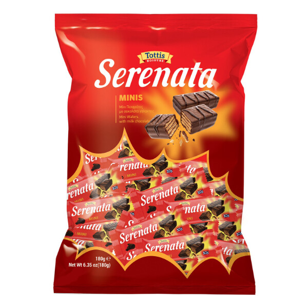 “serenata minis” milk chocolate  covered mini bars in a bag