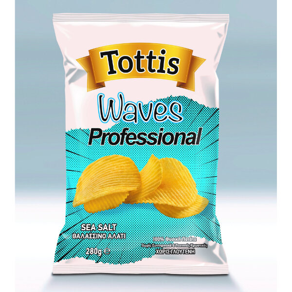 “tottis waves” potato waved chips with sea salt in bag