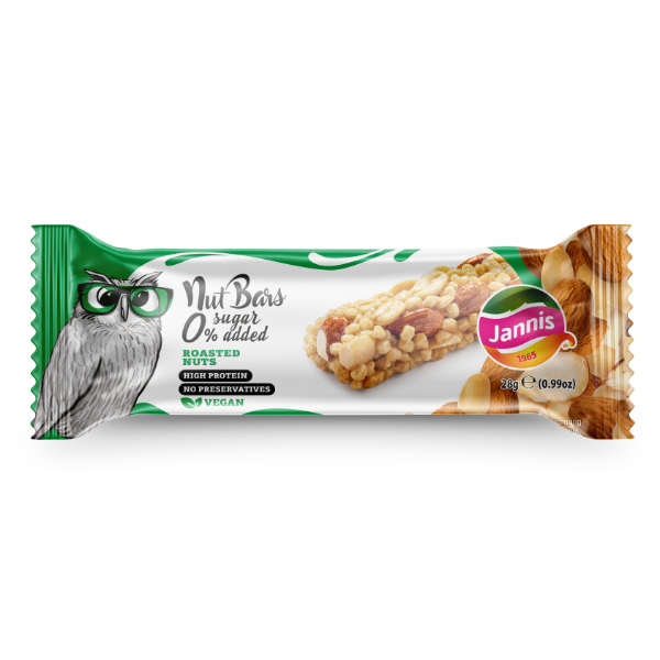 “jannis” high protein bars with 0% sugar and roasted nuts