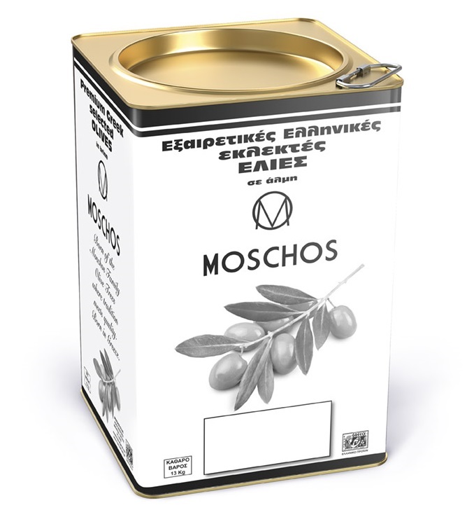 “moschos” halkidiki green olives colossal (121- 140) in tin