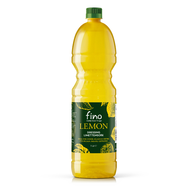 “fino” lemon dressing in plastic bottle