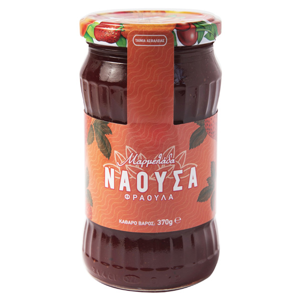 “naoussa extra” strawberry jam in glass jars