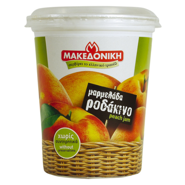 “makedoniki” peach jam in ecological packaging (pp/evoh/pp)
