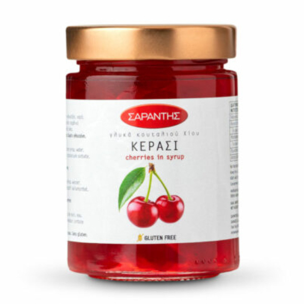“sarantis” cherry spoon sweet, in glass jars
