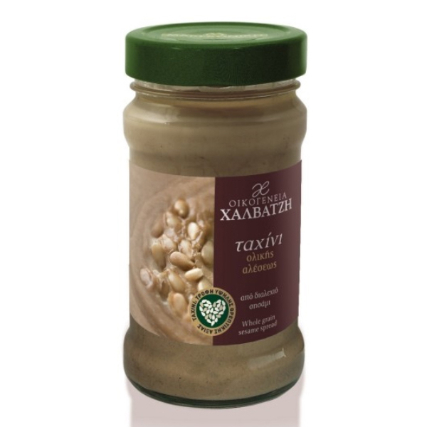 “halvatzis family” whole grain tahini in jar