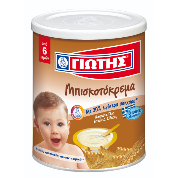 “jotis” baby cream with biscuits in tin