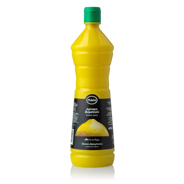 “pan” lemon juice in plastic bottle
