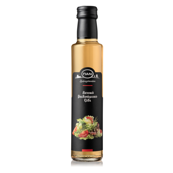 “pan” balsamic white vinegar in dorica glass bottle