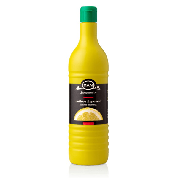 “pan” lemon dressing in plastic bottle