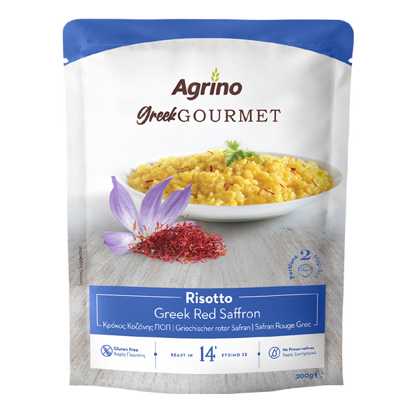 “greek gourmet” risotto with greek red safran in stand up pouch