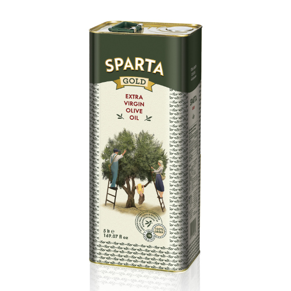 “sparta gold” extra virgin olive oil in metal tin