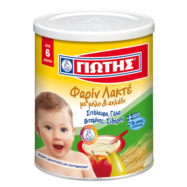 “jotis farin lactee” baby cream with apple and pear in tin