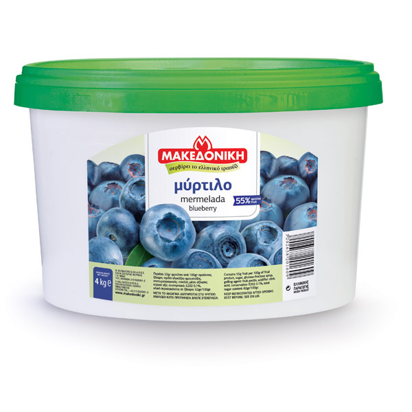 “makedoniki” blueberry jam in bucket