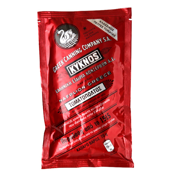 “kyknos” tomato paste 28-30% in aluminium envelope in display box