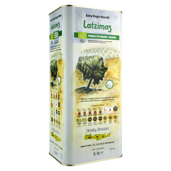 “latzimas” organic extra virgin olive oil in tin