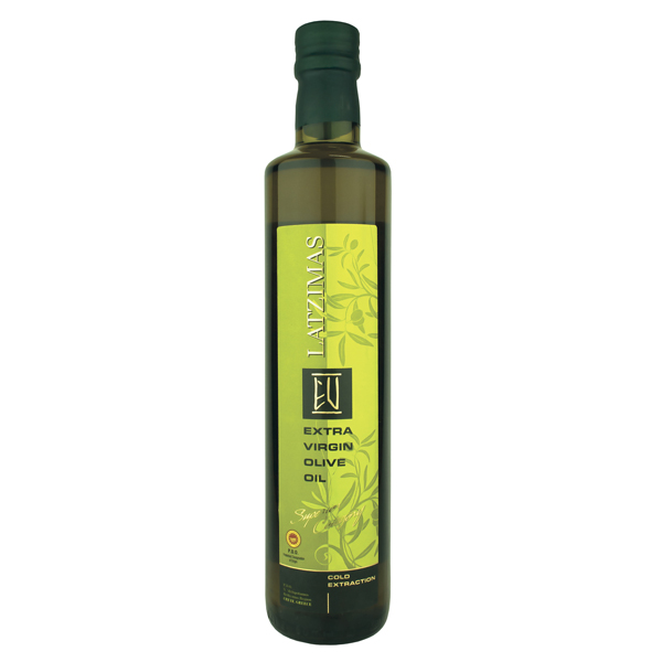 “latzimas” extra virgin olive oil p.d.o. mylopotamos in dorica glass bottle