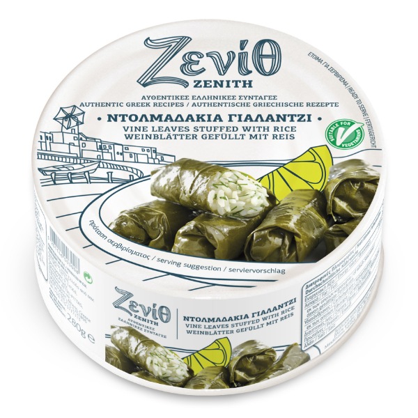 “zenith” stuffed vineleaves in easy open tins