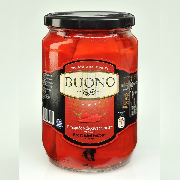 “buono” red roasted peppers in jar