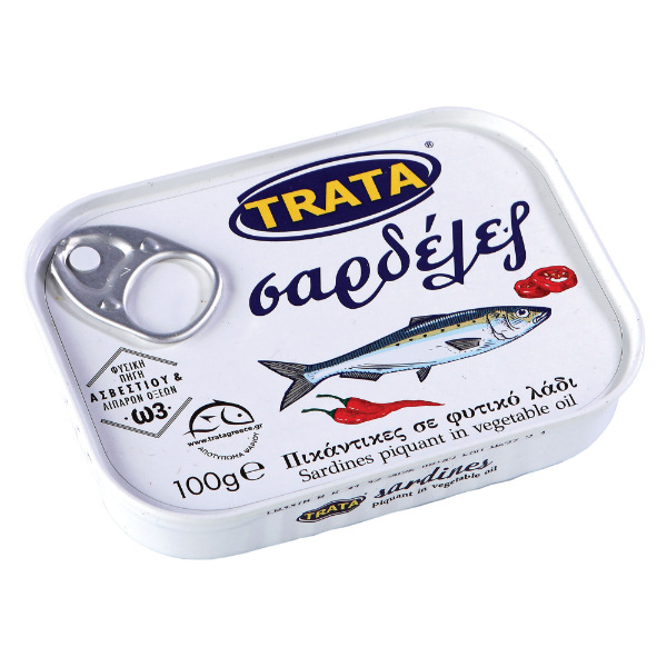 “trata” piquant sardines with chilli hot peppers in can