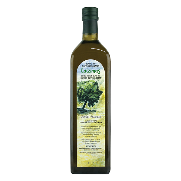 “latzimas” extra virgin olive oil  in maraska glass bottle